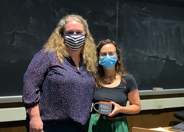 Louisa Holmes (left) with Coffee Hour speaker Heather Randell